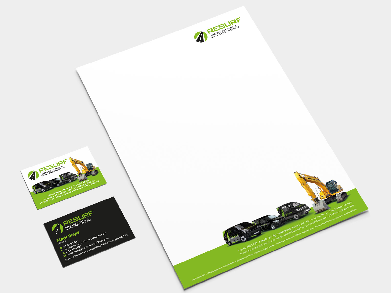 Resurf Groundworks and Civil Engineering stationery